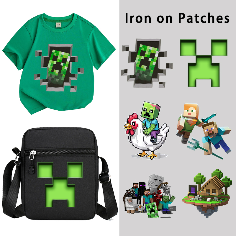 Gaming Accessories Minecraft - Miner Crafting Pixel Iron on Patches